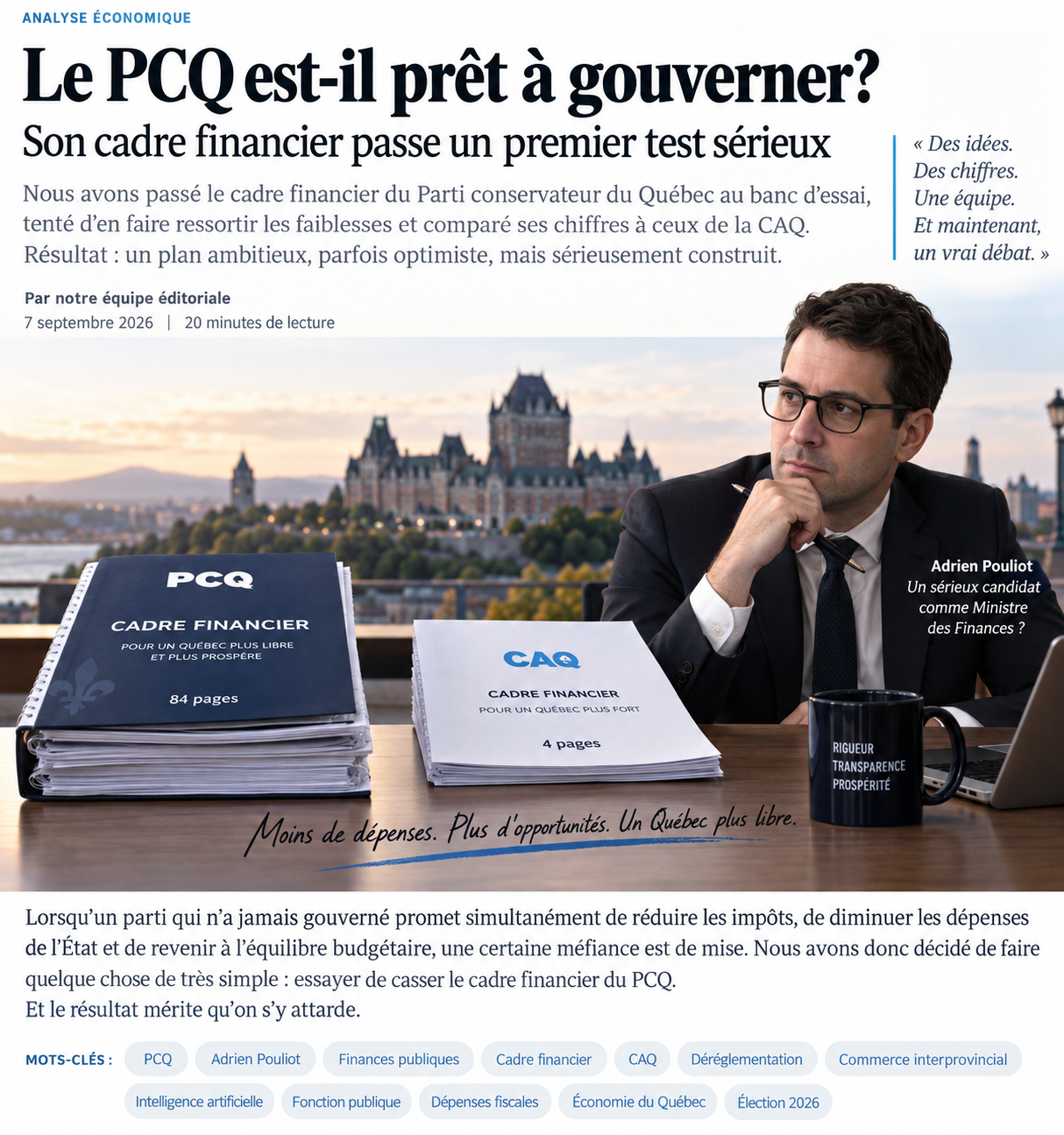 Le PCQ est-il prêt à gouverner? 1 Illustration du Parti conservateur du Québec prêt à gouverner